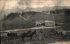 VINTAGE POSTCARD Valley of Ballongue Summit of the collar of portet ass Woman