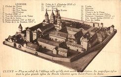 VINTAGE POSTCARD Plane Cluny in relief of L Abbey