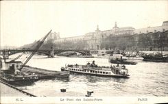 VINTAGE POSTCARD the Bridge of the Saints Fathers Paris Maggi Barge