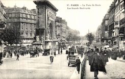 VINTAGE POSTCARD Paris the Gate St Denis Grands Boulevards