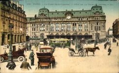 VINTAGE POSTCARD Paris Train station Holy Lazare Dimensions Court of Harbor