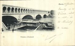 VINTAGE POSTCARD Paris Viaduct D Auteuil Barge Schard Chocolate