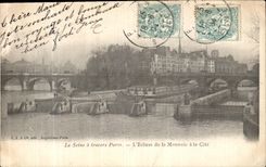 VINTAGE POSTCARD the Seine through Parts L Locks Currency with the ISCED