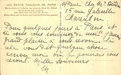 Tablas de la POSTAL de la VENDIMIA pequenas de Paris Notre Dame y del Seine vista de St Miguel de Qual