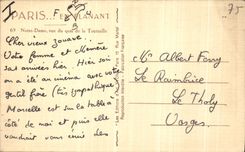 POSTAL Paris Notre Dame de la VENDIMIA visto del Quay de la pequena torre