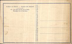 POSTAL Paris de la VENDIMIA la noche Paris de Night una esquina de la luna en la torre Eiffel de Seine