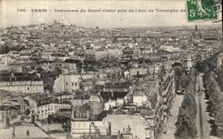 VINTAGE POSTCARD Paris Panorama of the Sacring Heart Taken of L Arc de Triomphe
