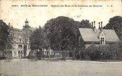 VINTAGE POSTCARD Bois de Boulogne Entered of the Wood and the Castle of Madrid