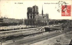 Basilica Notre Dame de Paris de la POSTAL de la VENDIMIA y muelles