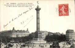 VINTAGE POSTCARD Paris the Place of the Bastille Site of the Famous Fortress