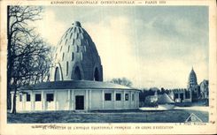 VINTAGE POSTCARD House Of L French Equatorial Africa In progress D International Execution Fair colonial Paris 1931