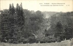 VINTAGE POSTCARD Paris Chaumont Hillocks the Trench of the Railroad Train