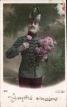 VINTAGE POSTCARD Sincere Friendship Militaria