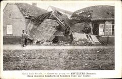 VINTAGE POSTCARD Arvillers Two Houses Bombardees Tombees Militaria