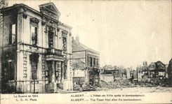 VINTAGE POSTCARD Albert L Town hall After the Bombardment  Militaria