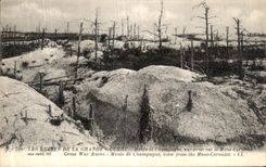 VINTAGE POSTCARD Ruins Of the Great War Distinct Mounts of Champagne Militaria Cornillet Mount