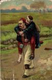 VINTAGE POSTCARD Brothers D weapons Grolleron Zouave