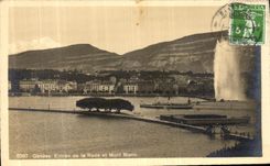 VINTAGE POSTCARD Geneva Entered of the Roads and Mont Blanc