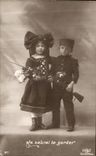 VINTAGE POSTCARD I Will be able To keep You Children Alsace Militaria