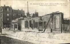 VINTAGE POSTCARD Creil Houses detruitesRue Gambetta Militaria
