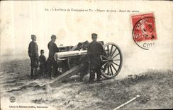 POSTAL L Artillierie de Campagne de la VENDIMIA con la salida del Shooting del retratamiento del soplo de Canon Militaria