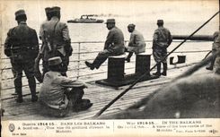 VINTAGE POSTCARD In Balkans a sight of the strapping man D before Mafalda Militaria Boat