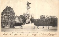 Monumento de Paris de la POSTAL de la VENDIMIA de la lumbrera de Gambetta