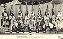 VINTAGE POSTCARD Museum of L Armed Room of the Great War German Flags taken on L enemy Militaria