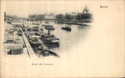 CPA Paris Quai du Louvre Peniches Bateaux