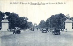 VINTAGE POSTCARD Paris L Avenue of the Champs Elysees and the Horses of Marly The Champs Elysees