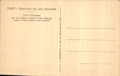 La POSTAL Paris Expostition de la VENDIMIA de artes decorativos lleva honor de D