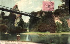 VINTAGE POSTCARD Paris the Chaumont Hillocks the Suspended bridge and the View point
