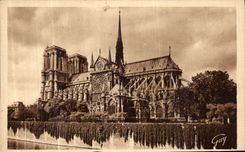 POSTAL Paris de la VENDIMIA y su Apse de las maravillas de Cathedbale Notre Dame