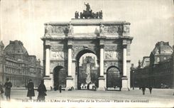 VINTAGE POSTCARD Paris L Arc de Triomphe of the Victoire Places Carousel