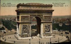 POSTAL Paris de la VENDIMIA Arc de Triomphe de L Etoile y de la tumba del soldado desconocido