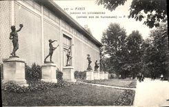 VINTAGE POSTCARD Paris Garden of Luxembourg Entered street of Vaugirard