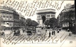 POSTAL Paris L avenida del Bois de Boulogne y L de la VENDIMIA Arc de Triomphe
