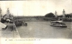 VINTAGE POSTCARD Paris View of the Bridge Alexandre III Barge