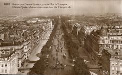 VINTAGE POSTCARD Paris Avenue of the Champs Elysees Taken of L Arc de Triomphe