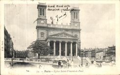 VINTAGE POSTCARD Paris Church Vincent Saint of Paul