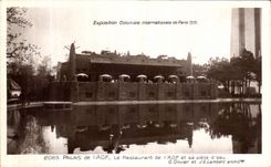 VINTAGE POSTCARD Palate of L Aof the Restaurant of L AOF and its part D international water Fair colonial Paris 1931