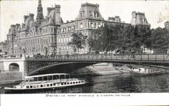 VINTAGE POSTCARD Paris the Bridge D Arcole L Town hall