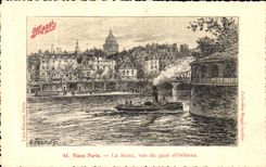 VINTAGE POSTCARD Paris the Seine Seen of the Quay D Orleans Maggi
