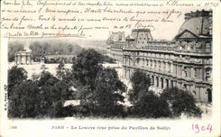 VINTAGE POSTCARD Paris the Louvre Seen from of the house of Sully