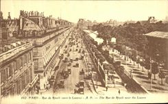 VINTAGE POSTCARD Paris Street of Rivoli Louvre