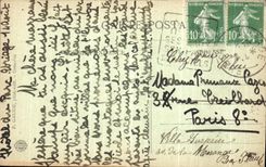 POSTAL Dauphine Uriage de la VENDIMIA les Bains una esquina del parque y de los chalets