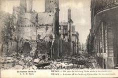 VINTAGE POSTCARD Rheims a Corner of the Ceres Suburb after the Militaria Bombardment