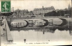 POSTAL Laval Mayenne de la VENDIMIA con el nuevo puente