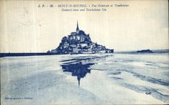 VINTAGE POSTCARD Abbey of Mont Saint Michel View and Tombelaine