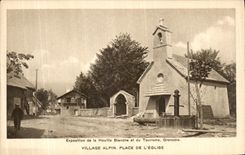 VINTAGE POSTCARD Fair of the Bianche Coal and Tourism Grenoble Village alpine L church Places